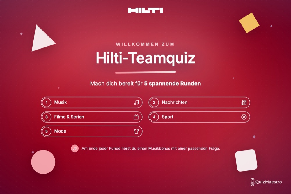 Beispielentwurf: Willkommensfolie im Corporate Design von Hilti