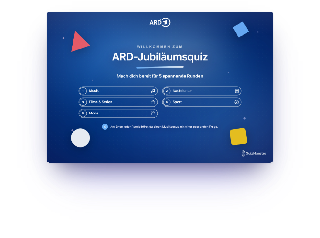 Beispielentwurf: Willkommensfolie mit den Runden im Corporate Design von ARD