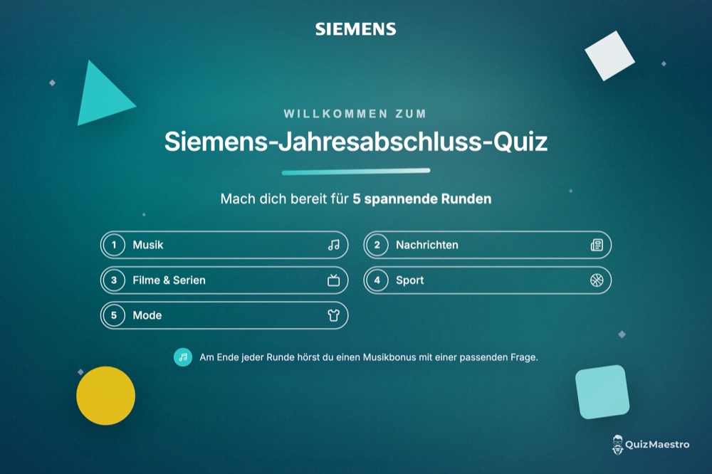 Beispielentwurf: Willkommensfolie im Corporate Design von Siemens