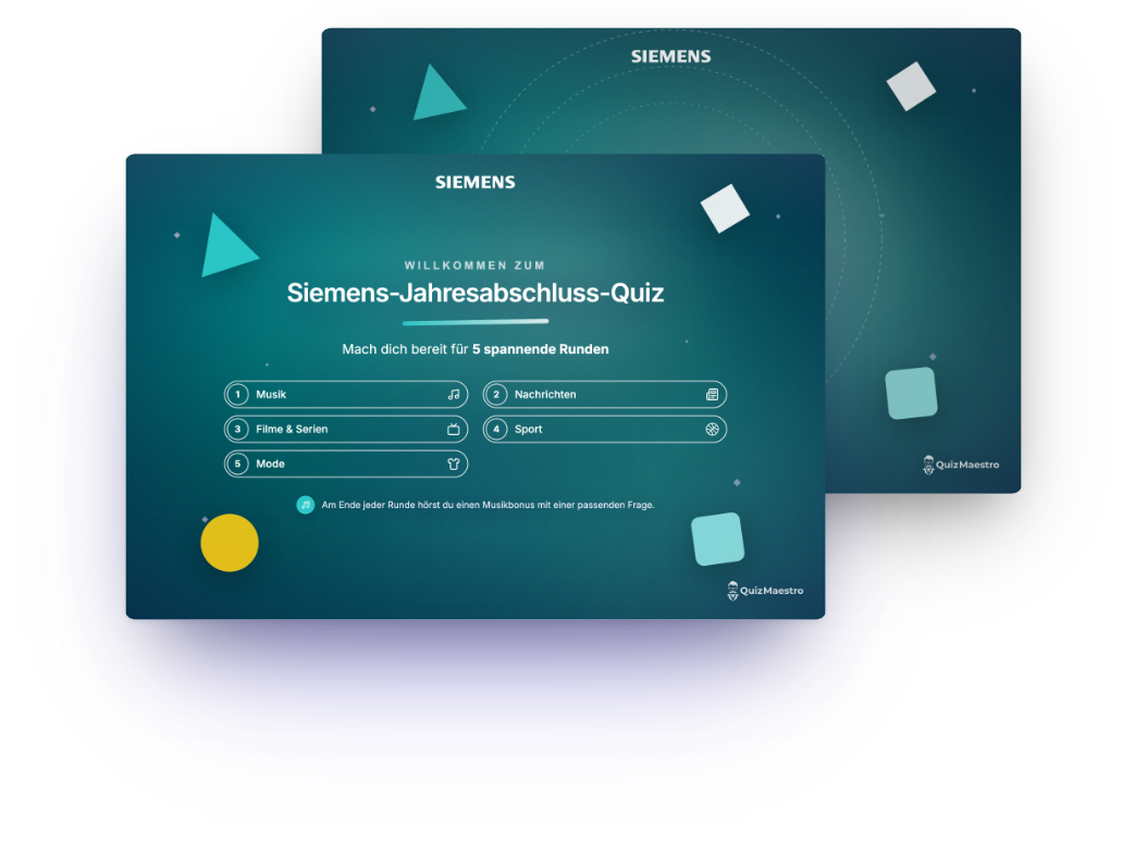 Beispielentwurf: Willkommensfolie und Rundenfolie im Corporate Design von Siemens